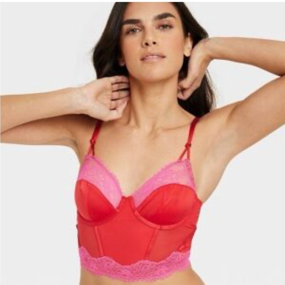 Auden Red and Pink Lace Bra